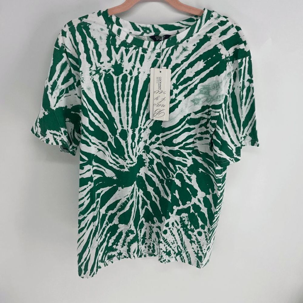 Coofandy Unisex Green White Tie Dye Short Sleeve Tee T-Shirt Size Medium NWT